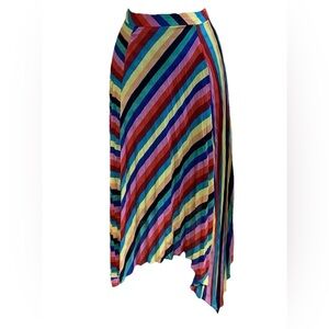 Vintage Rainbow Stripe Dopamine Maxi Skirt Kidcore Petite Small SP Chiffon *Flaw